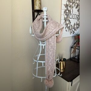 Francesca's Collections Blush Knit Scarf with Pom Poms